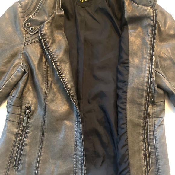 Grey faux leather jacket, Sz L - Picture 8 of 11